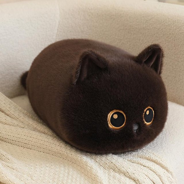 Yiran Health & Beauty Kawaii Katze Plüschtier, Schwarze Siamkatze, Stofftier - Bild 1