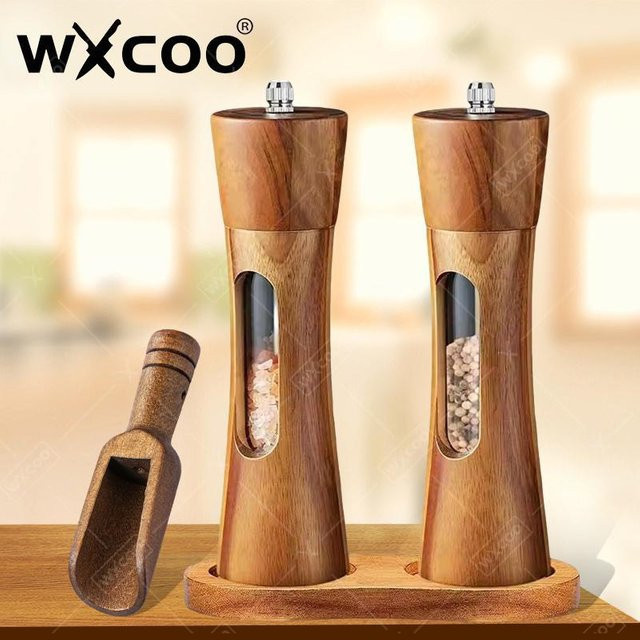 WXCOO Salzmühle und Pfeffermühle aus Holz in Braun mit Keramikkern - Bild 1