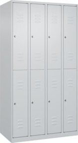 C+P Doppelstock-Spind Classic PLUS mit 4 Abteilen, grau, Stahlkonstruktion mit Zylinderschloss und Soft-Anschlag, H x B x T: 185 x 100 x 50 cm - Bild 1