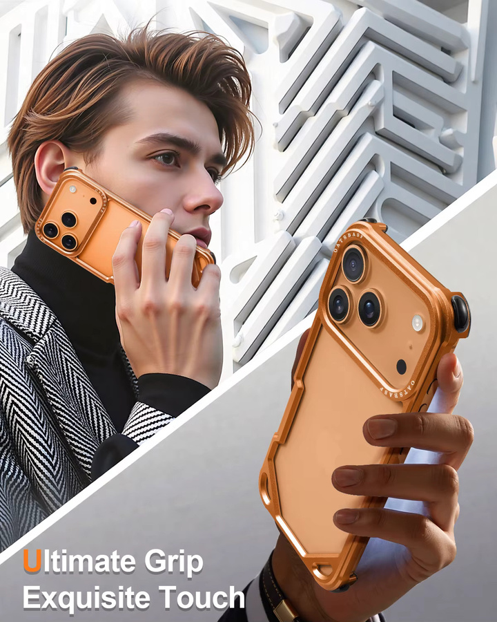 Ultradünne MagSafe Schutzhülle mit Metallrahmen für Apple iPhone 17 Pro Max und 17 Air in Orange - Bild 4