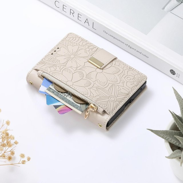 Samsung Galaxy Z Fold 8 Ultra PU-Leder Handyhülle mit Reißverschluss und Kartenfach in Weiß - Bild 1