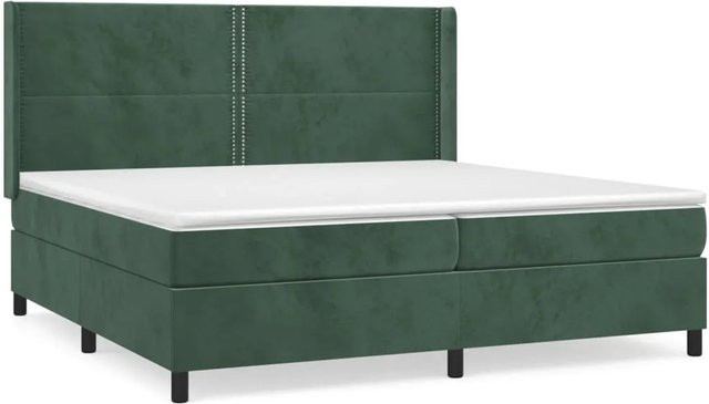 vidaXL Boxspringbett mit Matratze Dunkelgrün Samt B/T/H: 200 x 200 x 203 cm - Bild 1
