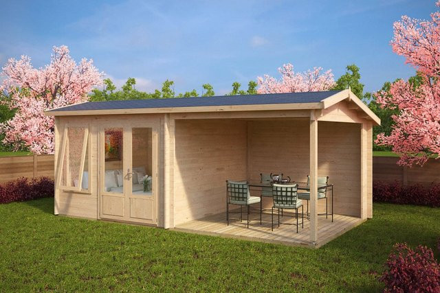 Gartenhaus Nora mit Terrasse aus Fichtenholz B/T: 6 x 3 m - Bild 1
