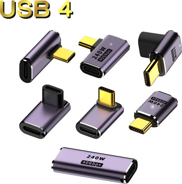 UGOURD USB4 OTG Typ C auf C Thunderbolt 3 Verlängerungskabel-Adapter in Grau, L-Form, 40 Gbit/s, männlich auf weiblich für Laptop, PC und Smartphone - Bild 1