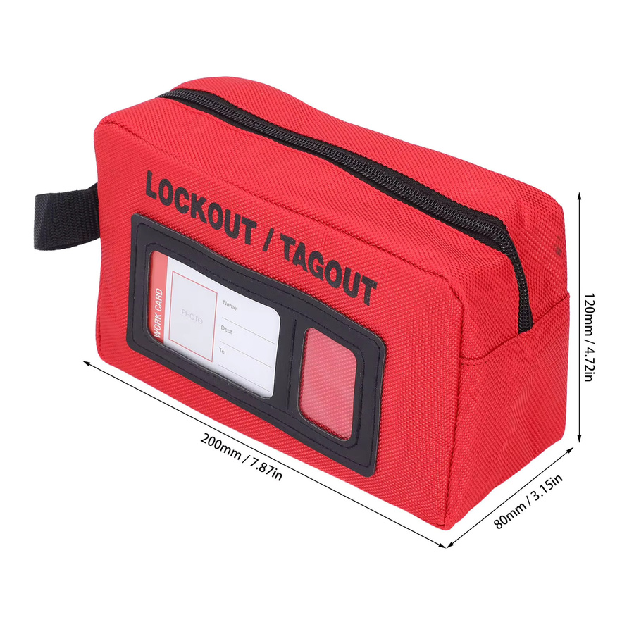 VGEBY Lockout Tagout Aufbewahrungstasche aus Polyester in Rot mit großem Fassungsvermögen und Klettverschluss, B/T/H: 20,0 x 12,0 x 8,0 cm - Bild 3