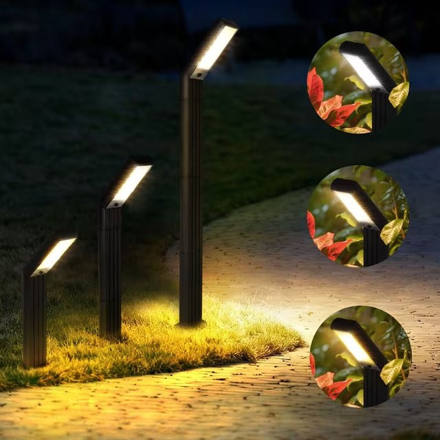 TLEDMP Solar-Wegeleuchten mit 90 LEDs und RGB-Effekt, moderne Außenbeleuchtung in Schwarz für Garten, Gehweg und Auffahrt - Bild 1