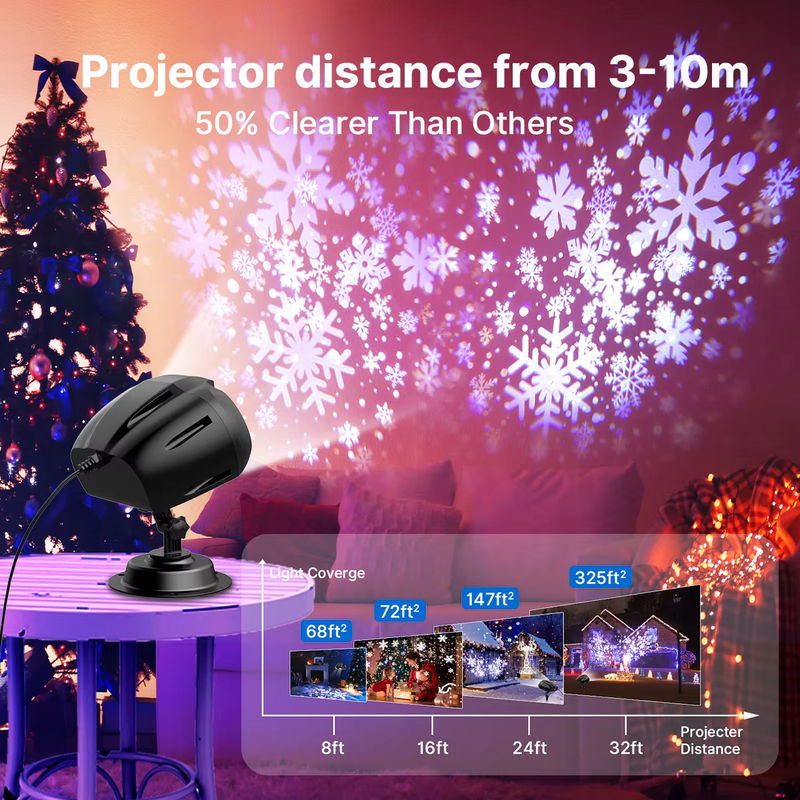 Doppelkopf Weihnachtsschneefall HD Projektor mit Fernbedienung und Timer, IP65 Außenleuchte für Dekoration - Bild 3