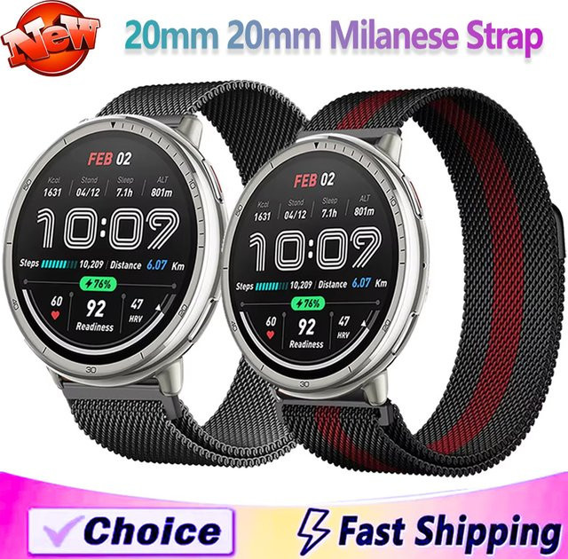 Uhrenarmband Milanaise, Edelstahl, Schwarz, Unisex, 20 mm, 22 mm - Bild 1