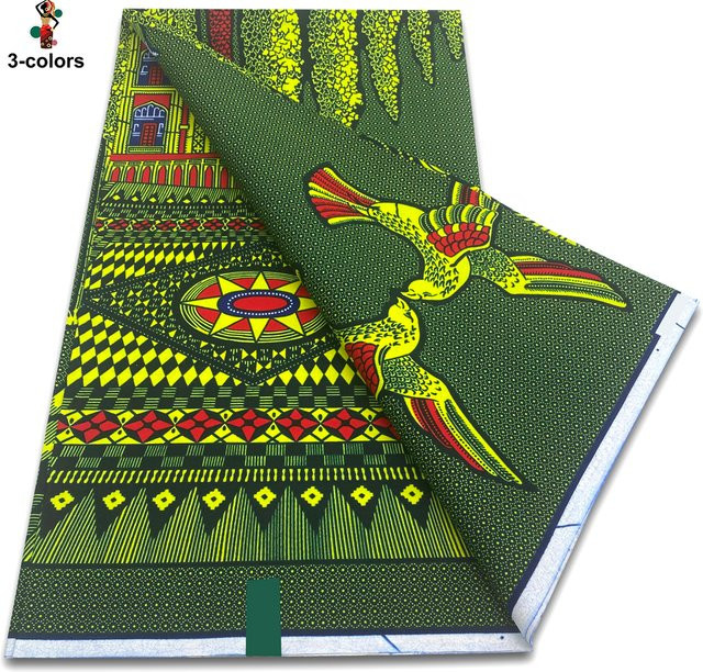 YISONG Baumwoll-Hollandais-Stoff mit Blockdruck in Multicolour, 6 Yards Afrikanischer Wachsdruck Dutch Pagne - Bild 1