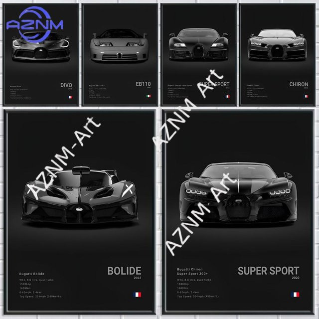 Wasserfestes Rastar Bugatti Veyron Poster in Schwarz als Wandkunst für dein Zuhause oder deine Bar - Bild 1