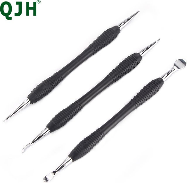 QJH 3-teiliges Lederhandwerks-Modellierwerkzeug Set mit Nutenwerkzeugen und Prägungslöffel für DIY Lederarbeiten - Bild 1