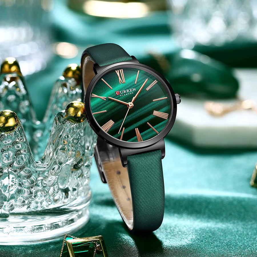 CURREN Armbanduhr Leder, Grün, Damen - Bild 6