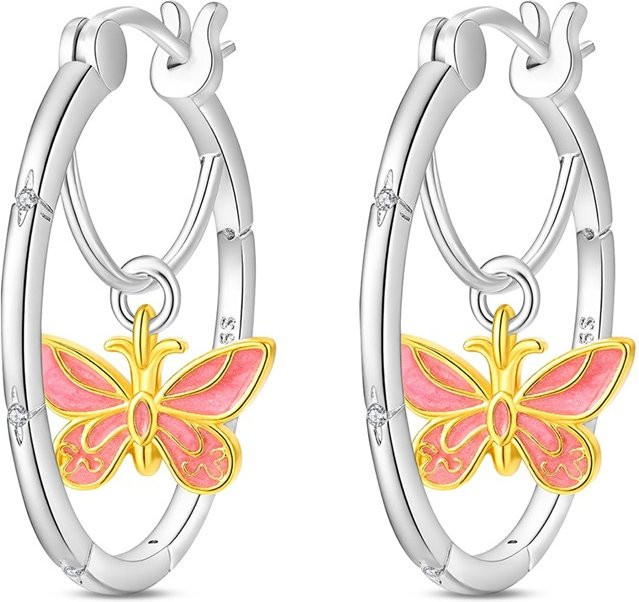 Creolen Schmetterling, 925 Silber, Gold, Damen - Bild 1