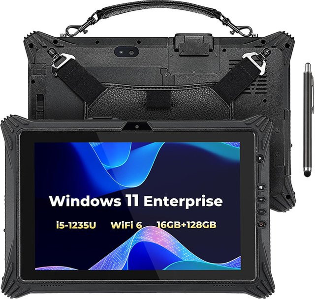 Rugline Robustes 10,1 Zoll Windows 11 IoT Enterprise Tablet mit Intel I5/I7 Prozessor, Scanner, 16GB RAM, 128GB SSD, Hot-Swap-fähiger Austauschbarer SSD, Schwarz - Bild 1