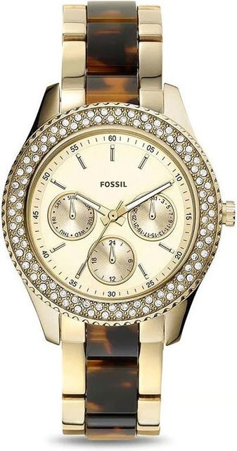 Fossil Armbanduhr Damen, Quarz, Edelstahl, Gold, Silikon - Bild 1