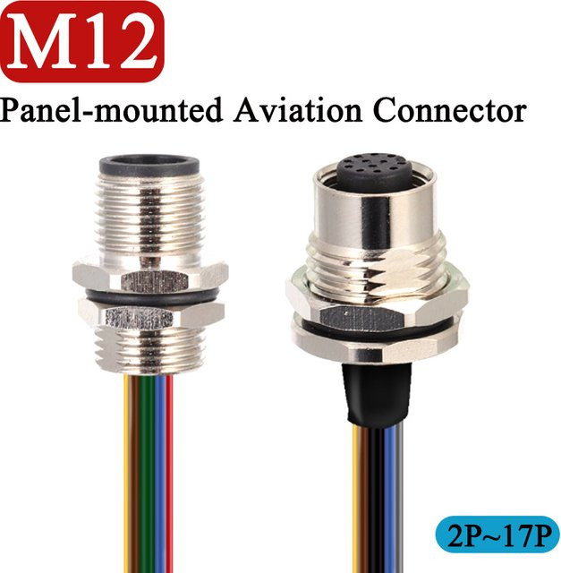 DIVEDEER 2-Pin M12 Einbau-Steckverbinder Buchse und Stecker mit 30cm Kabeladapter in Silber IP67 Metall-Schweißverbinder - Bild 1