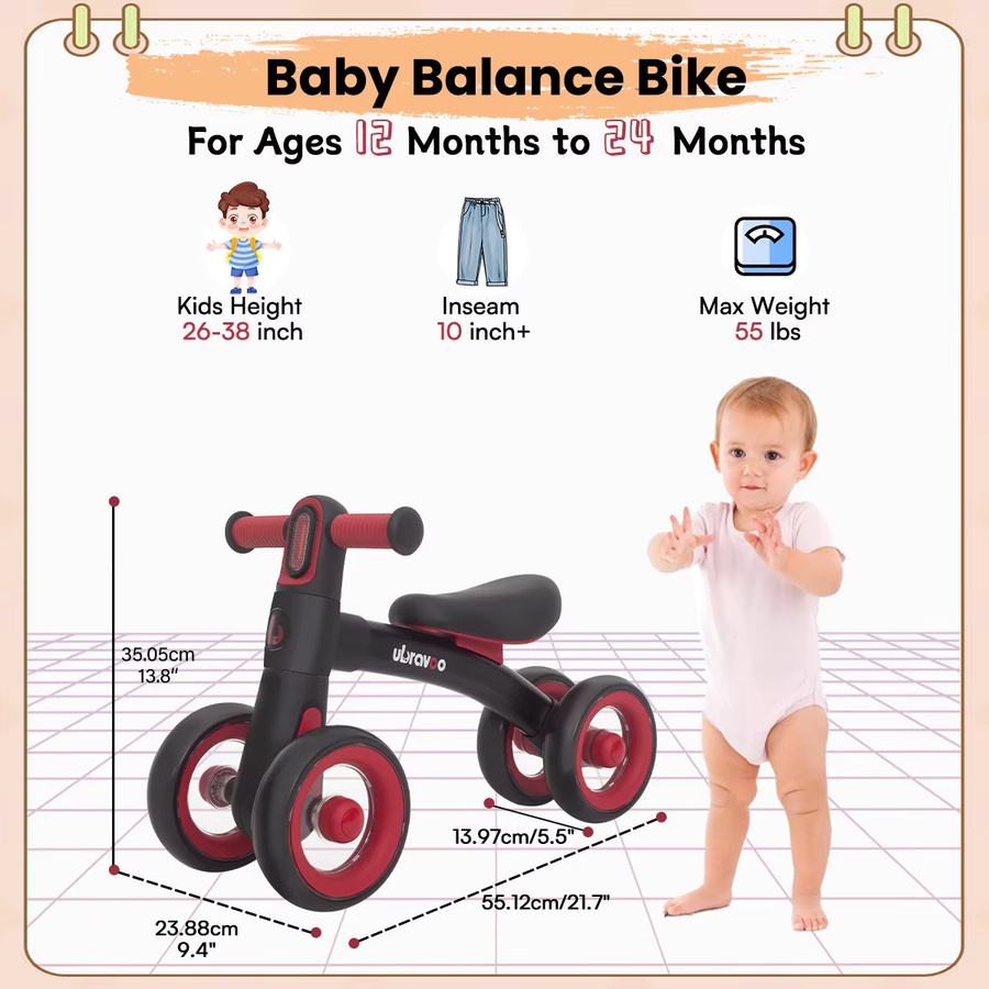 Ubravoo Baby Slide Balance Bike, mit Licht, ab 1 Jahr - Bild 2