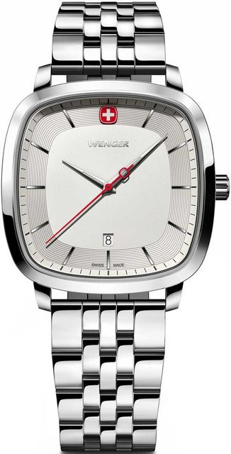 Wenger Herrenuhr, Quarz, Edelstahl, 37 mm, Weiß, 5 ATM - Bild 1