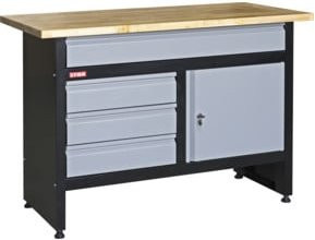 STIER Werkbank Basic in Grau aus Stahl und Holz, B/T/H: 120 x 60 x 84 cm - Bild 1