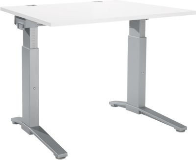 Schäfer Shop Genius Schreibtisch ERGOSTYLE S, manuell höhenverstellbar, Rechteck, C-Fuß, B/T/H: 120 x 80 x 67,5-89,5 cm, weiß/weißaluminium - Bild 1