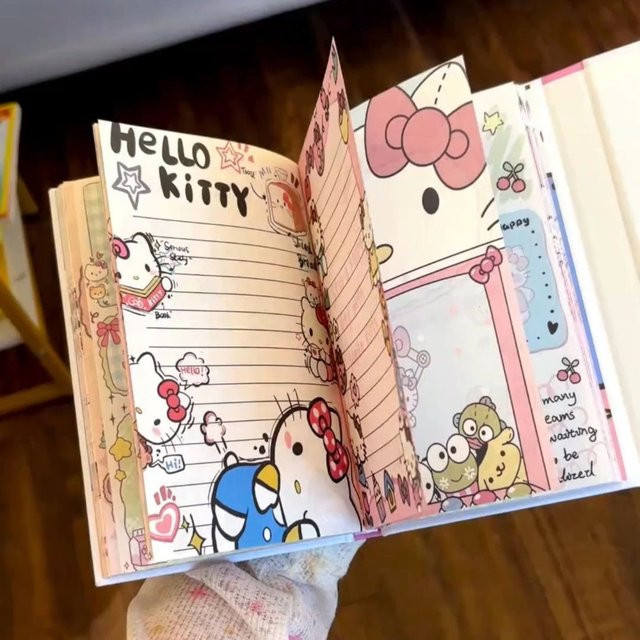Hello Kitty Notizbuch im Ins-Stil mit Quasten und farbigen Innenseiten, mehrfarbiges Hardcover-Hohlbuch für die Schule - Bild 1