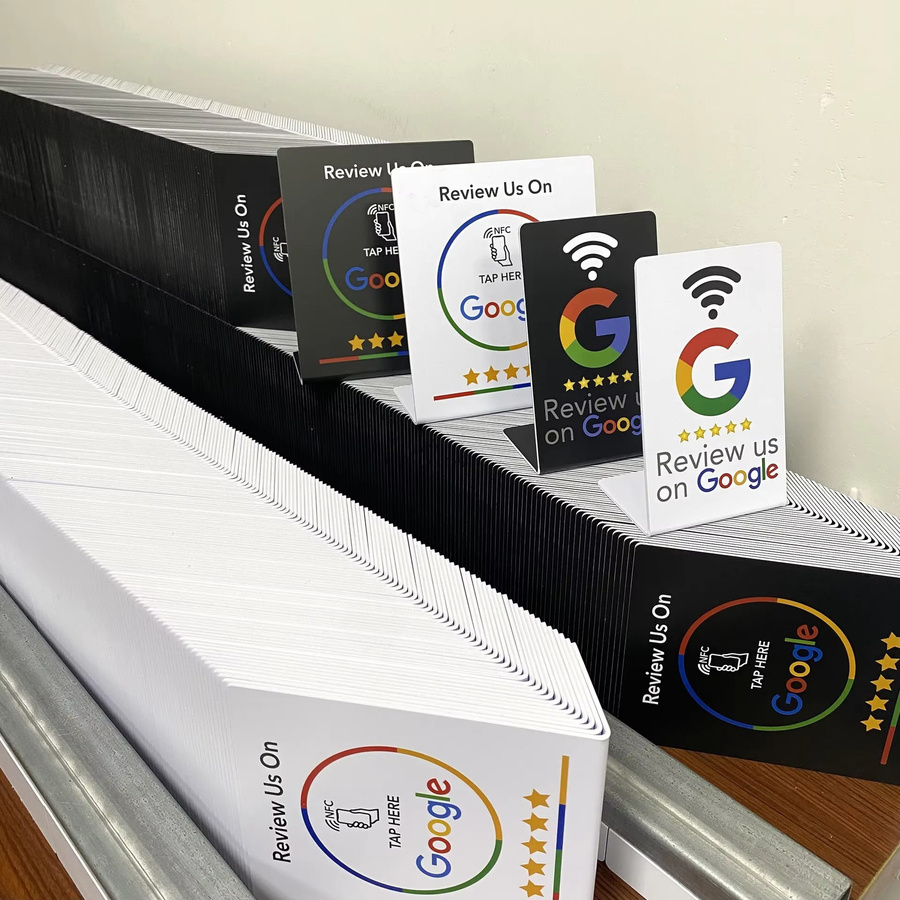 5YOA Programmierbare NFC-Kartenstation 13,56 MHz mit Google Review Display und Biegekartenständer für die Tischplatte in Weiß und Multicolour - Bild 2