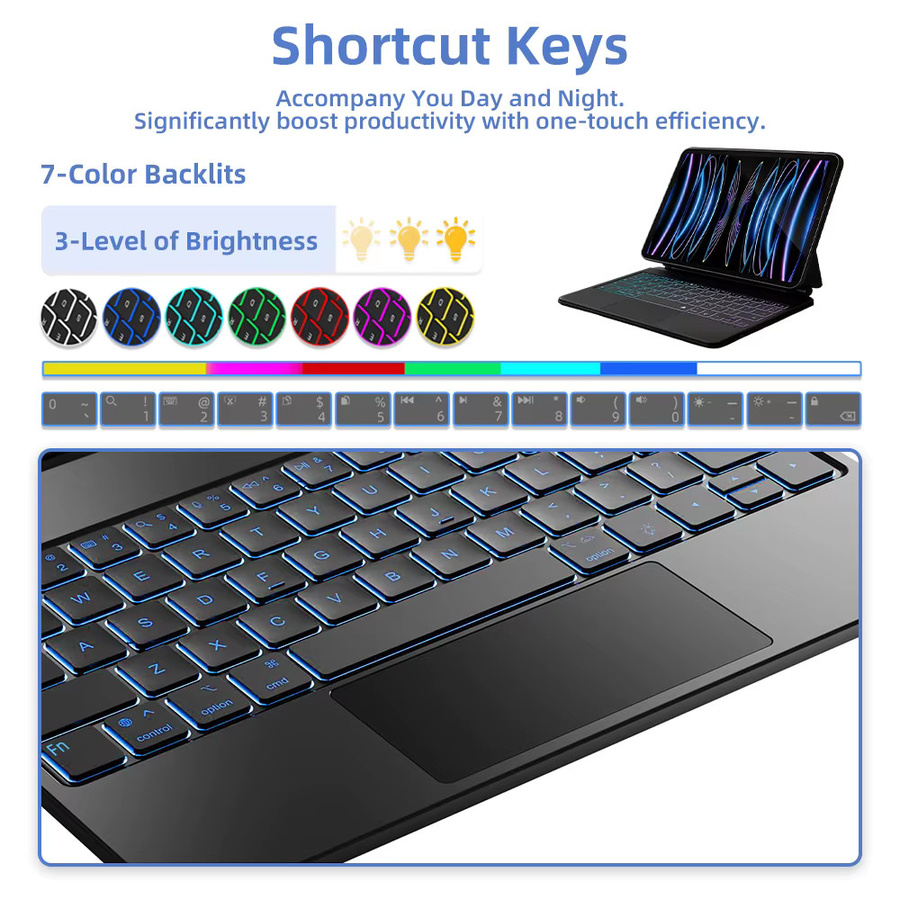EMTRA Magic Wireless Tastatur mit Touchpad und magnetischer Hülle für iPad 11. und 10. Generation in Schwarz - Bild 4