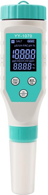Kkmoon 7-in-1 Digitaler Wasserqualitätsmonitor zur Messung von Chlor, pH-Wert, TDS, Salz, ORP, FAC, EC und Temperatur, Mehrfarbig - Bild 1