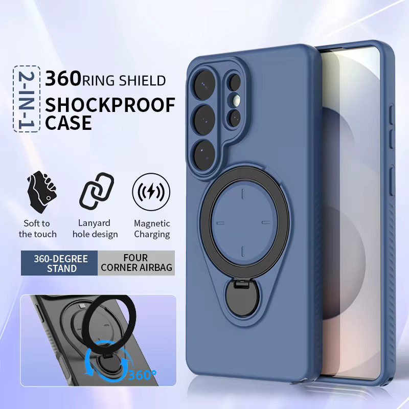 360 Grad rotierende magnetische Handyhülle für Samsung Galaxy S26 Plus S25 S24 S23 Ultra A57 A37 mit kabelloser Ladefunktion und Schutzabdeckung in Orange - Bild 2