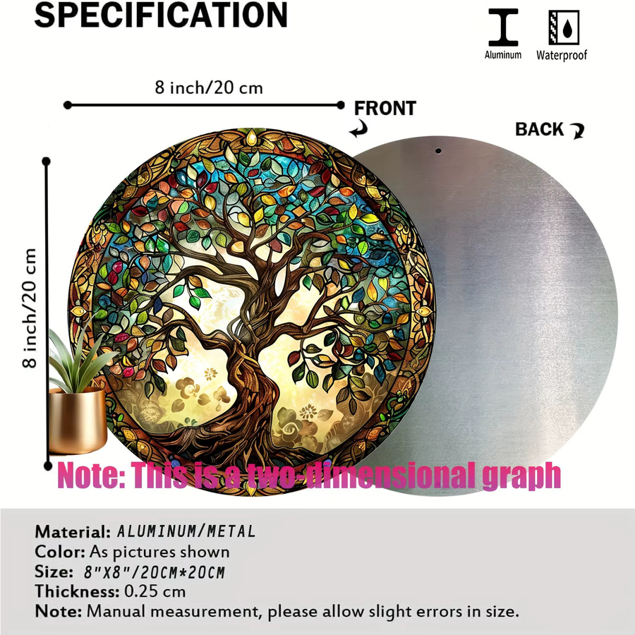 Potdemiel Baum des Lebens Metall-Wandkunst, florales Motiv in Multicolour, B/H: 20,32 x 20,32 cm - Bild 2