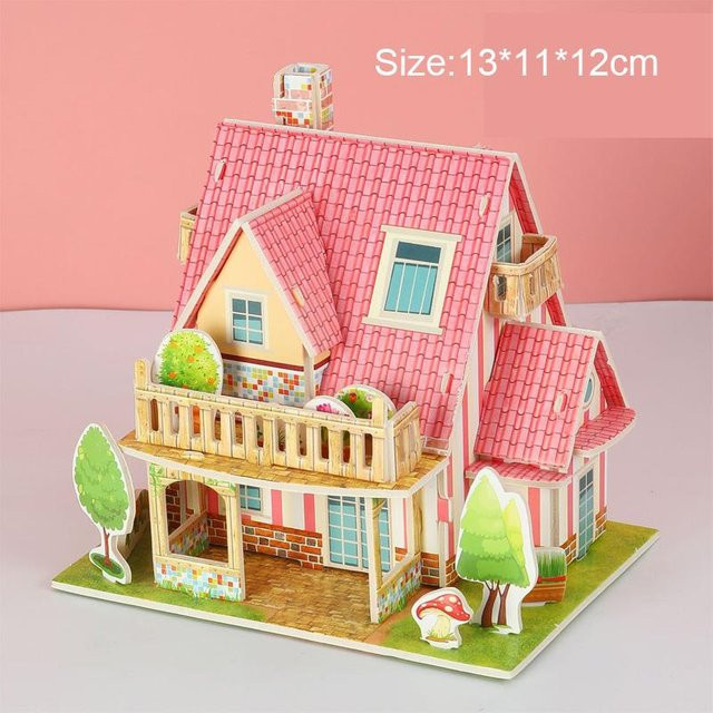 Kidsly 3D Papierkartenpuzzle, Häuser Villen Gebäudemodell, ab 6 Jahren - Bild 1