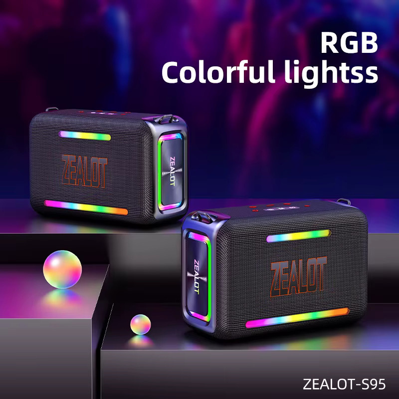 Zealot S95 Tragbarer Bluetooth-Lautsprecher mit 120W Hochleistung, Wasserdicht, RGB-Farblicht und 360° Stereo Surround in Schwarz - Bild 4