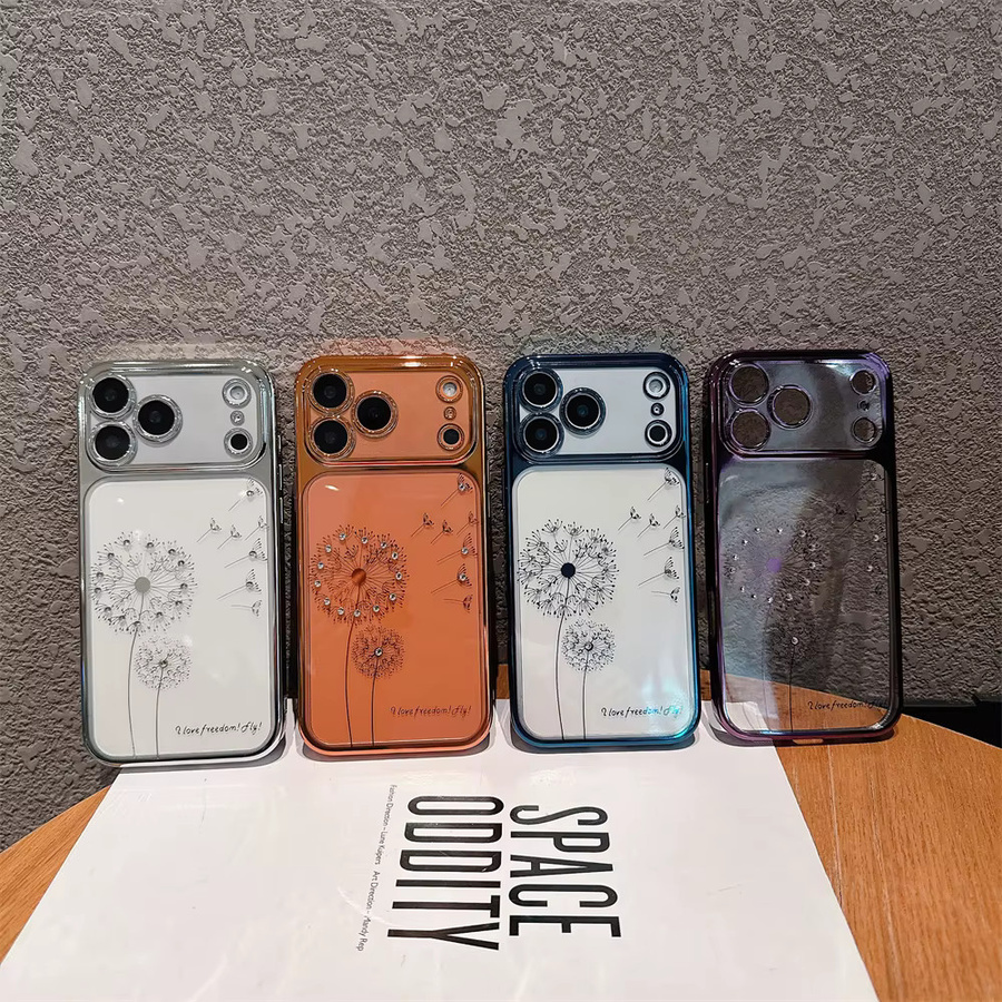 Transparente iPhone Hülle mit blauem Farbverlauf und Glitzer-Löwenzahn Design für Apple iPhone 11 bis iPhone 17 Modelle - Bild 3
