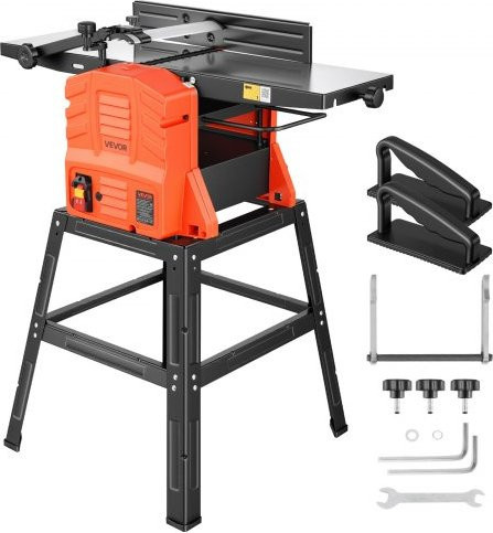VEVOR Abricht- und Dickenhobelmaschine mit Ständer, 254 mm Hobelbreite, 2,4 PS, 8000 U/min, Orange - Bild 1