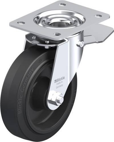 Blickle Lenkrolle LE-POEV 160XR-ST mit Feststeller, Rad-Durchmesser: 16 cm, Tragfähigkeit: 300 kg, Stahl und Kunststoff, Schwarz-Grau, verzinkt - Bild 1