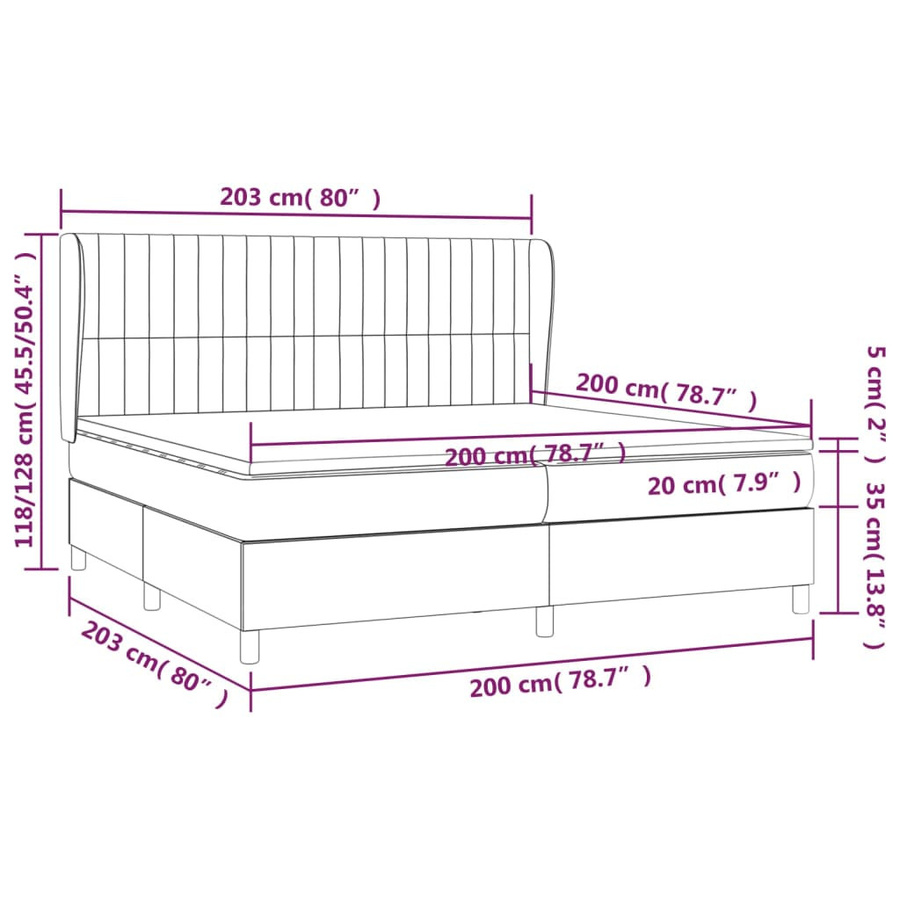 vidaXL Boxspringbett Hybrid mit Matratze und Taschenfederkern, Braun, B/T: 200 x 200 cm - Bild 4