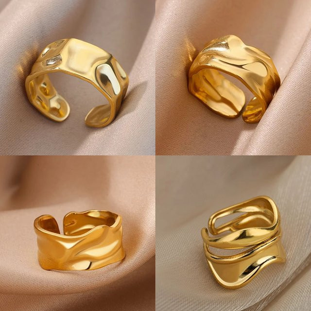 ICFTZWE Ringe Edelstahl, Gold, Damen - Bild 1