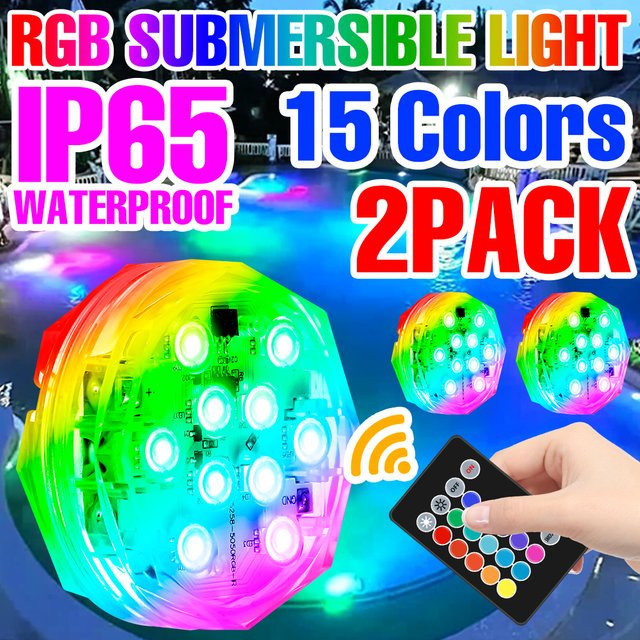 2er-Pack RGB LED-Unterwasserbeleuchtung für Pool, Teich und Garten als wasserdichte Dekoration - Bild 1