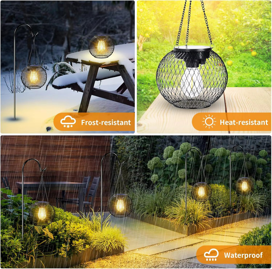 Leclstar Solar Laterne Outdoor LED Gartenleuchte mit Haken in Schwarz, Warmweißes Licht, Wasserdicht und Dekorativ für Garten, Terrasse und Hof - Bild 3