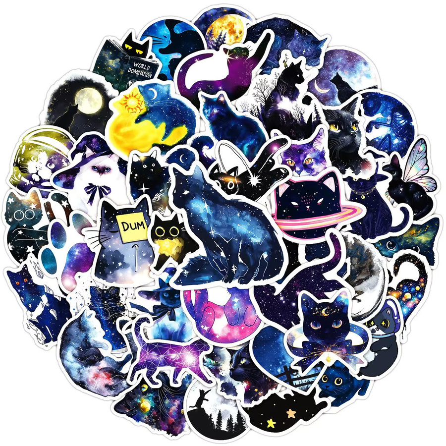 50 Stück Cartoon Sternenhimmel Katze Graffiti Aufkleber wasserfest in Multicolor von BulingBulingStickers Store - Bild 2