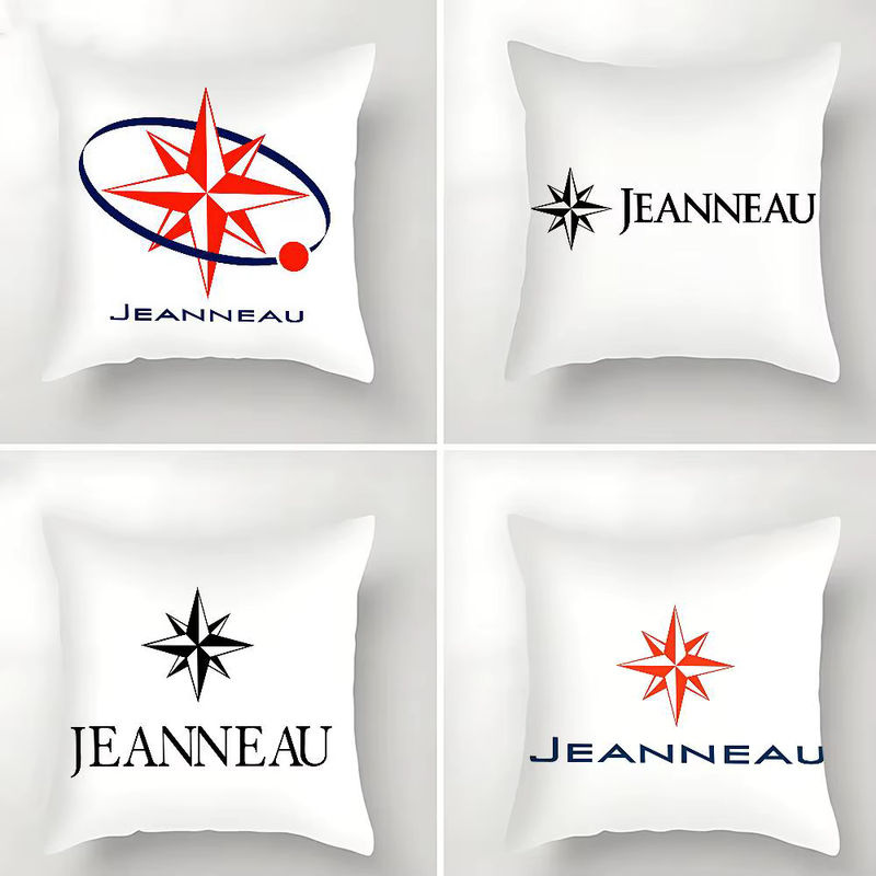 Jeanneau Logo Kissenbezug aus Plüschstoff in Weiß, quadratisch, B/B: 40 x 40 cm - Bild 3