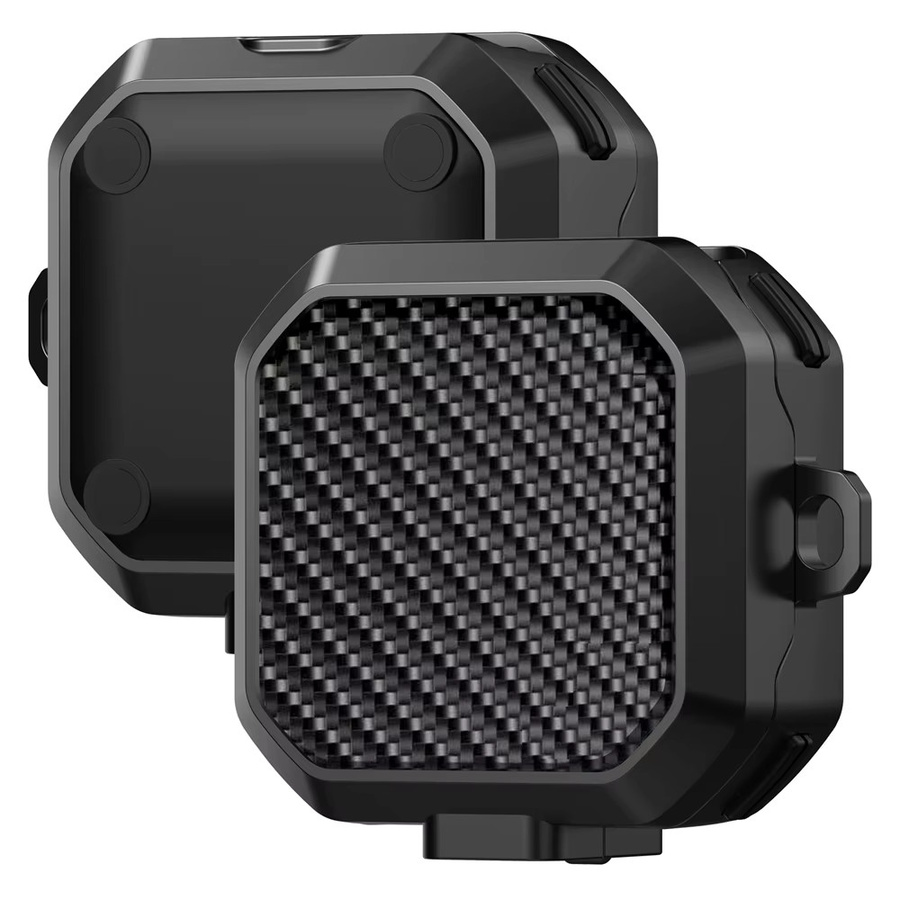 Stoßfeste Kohlefaser-Schutzhülle mit Schalterverschluss und Schlüsselanhänger für Samsung Galaxy Buds 4 / Buds 4 Pro in Schwarz und Grün - Bild 2