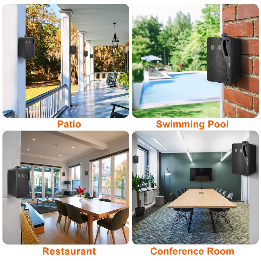 Herdio Bluetooth Outdoor Lautsprecher 400W, wasserdichte passive Wandmontage-Lautsprecher für Garten, Terrasse und Marine, Schwarz - Bild 5