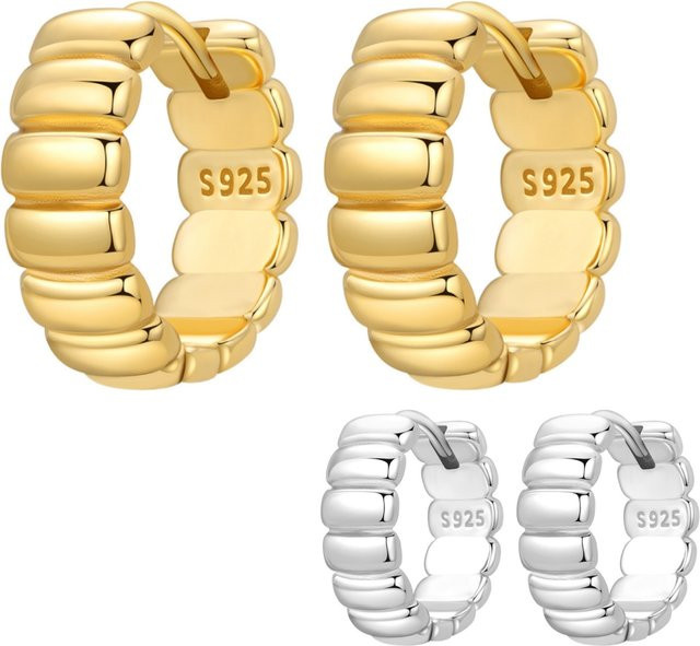 Orstarry Creolen, 925 Silber, Gold, Damen, quadratisch - Bild 1