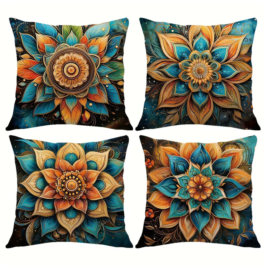 VIKAMA Mandala Kissenbezüge im orientalischen Stil, 4er Set, Mehrfarbig, B/H: 45 x 45 cm - Bild 5