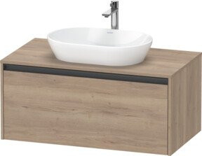Duravit Waschtischunterschrank Ketho.2 in Braun, wandhängend, mit Türen und Schubladen, B/T/H: 100 x 55 x 45,9 cm - Bild 1
