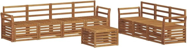 vidaXL Gartenmöbel Set 8-teilig aus Akazien-Massivholz in Braun mit Polstern für Terrasse und Garten - Bild 1