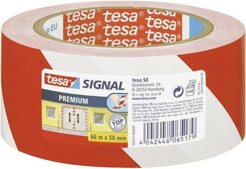 tesa SIGNAL Markierungsklebeband Premium in Rot und Weiß, Breite: 50 mm, Länge: 66 m - Bild 1