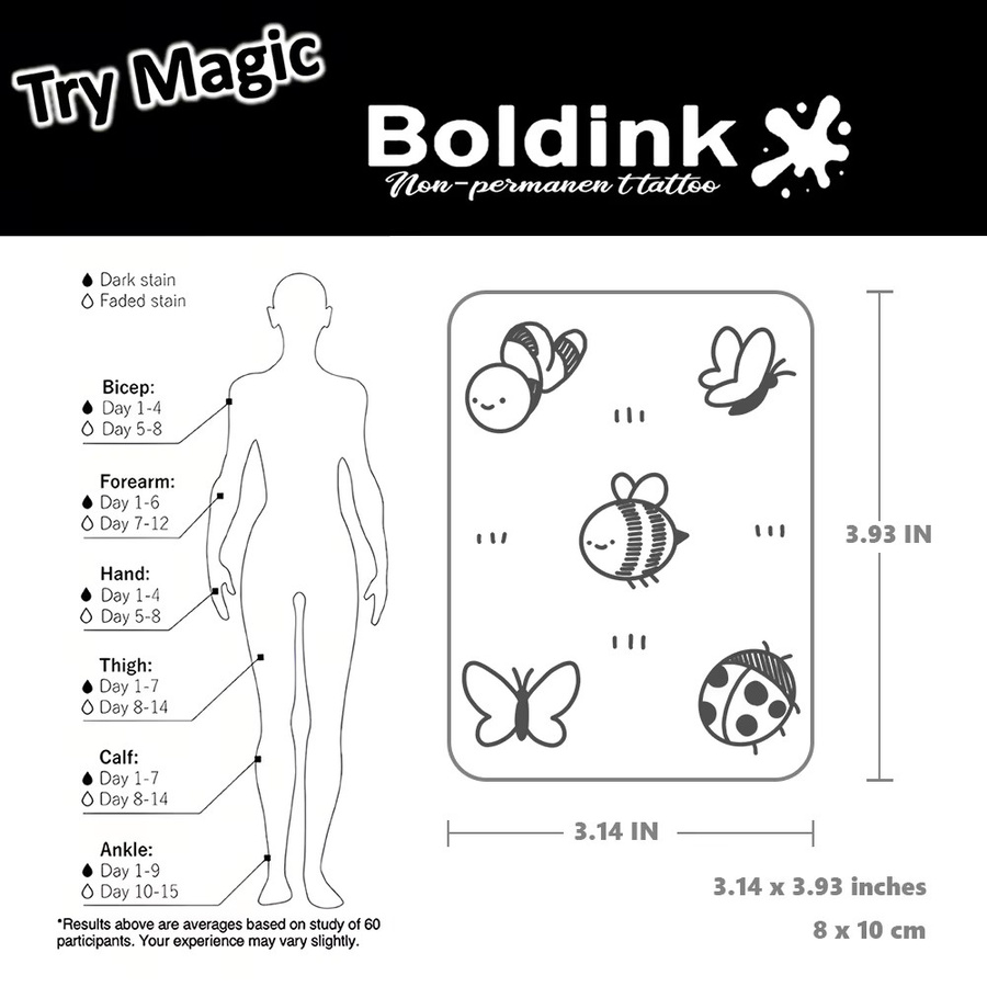 BOLDINK Insekten-Bienen-Tattoo-Aufkleber, Unisex, bunt - Bild 3