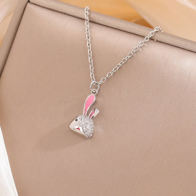 GaGa-Duck Halskette, Kaninchen-Anhänger, 925 Silber, Zirkonia - Bild 1